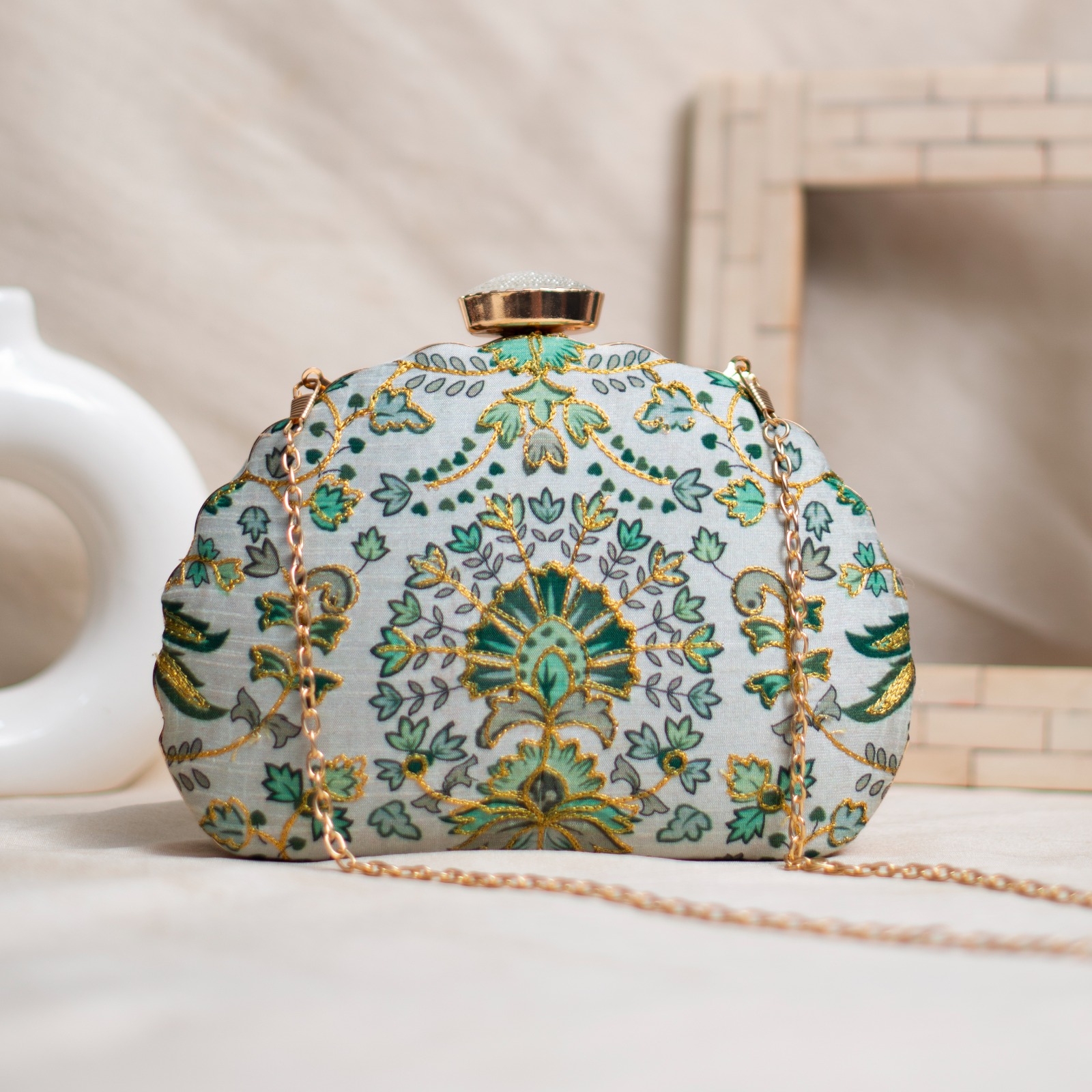 The Azure Meadow clutch
